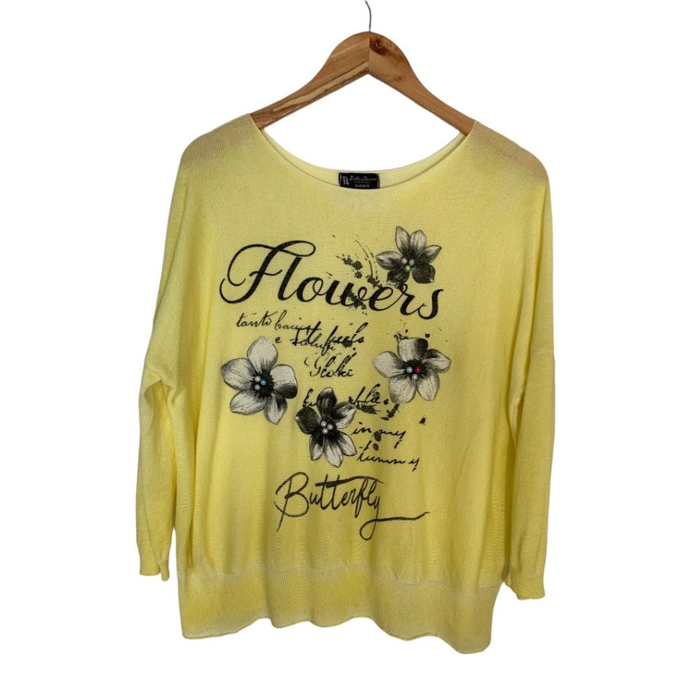 Bella Amore yellow graphic top size Medium